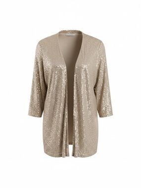 Sequin Open-Front Duster‎ Cardigan in Champagne Size Large NWT
